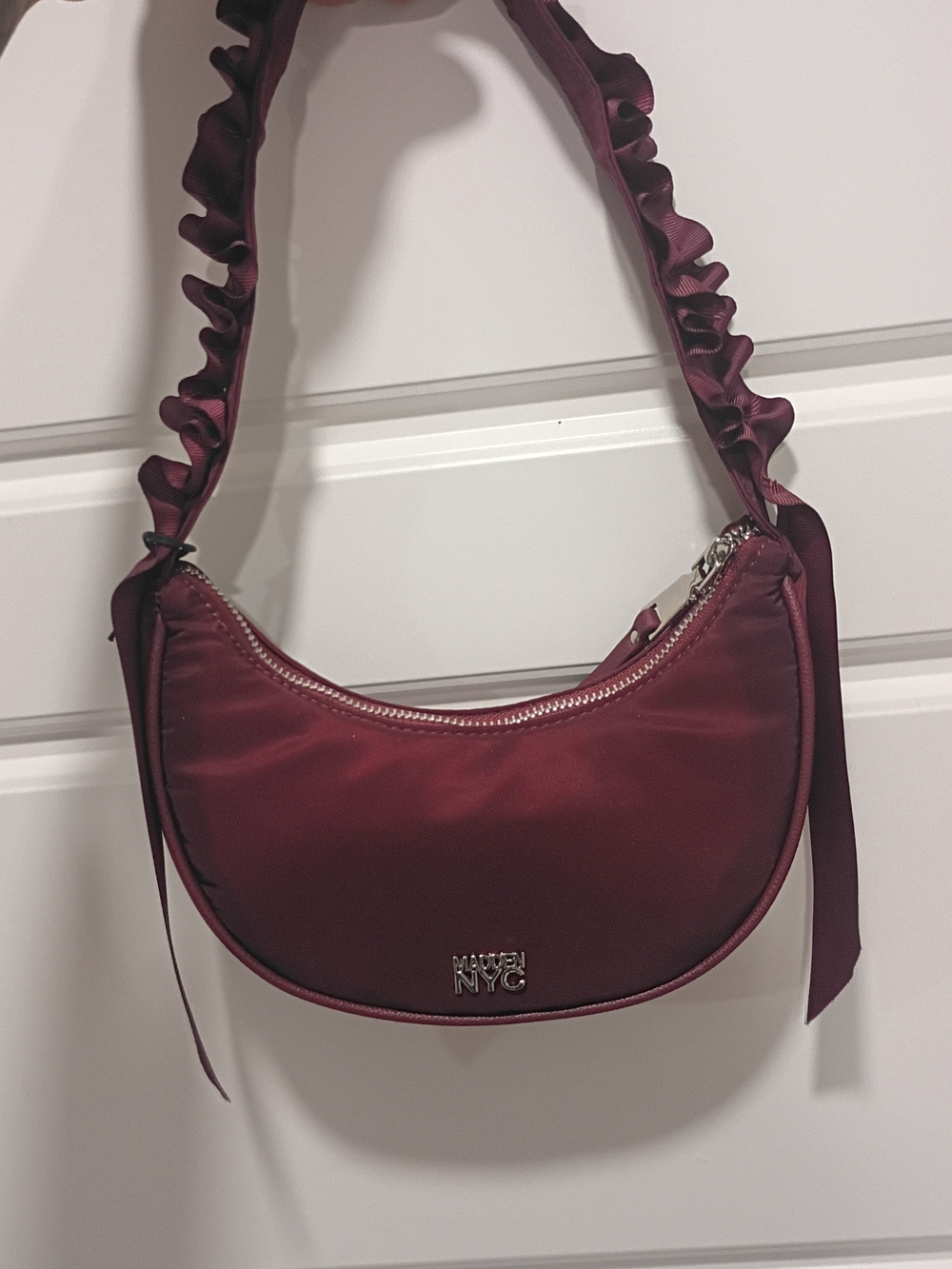 Burgundy Crescent Shoulder Bag
